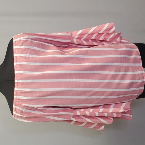 Fever Offshoulder Cotton Blouse washed Red with white stripes Wide Bell Sleeve S - Picture 5 of 7